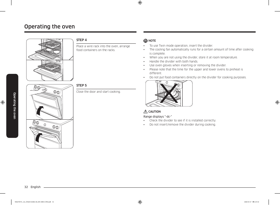 Operating the oven | Samsung 30 Inch Slide-in Electric Smart Range Owner Manual User Manual | Page 32 / 216