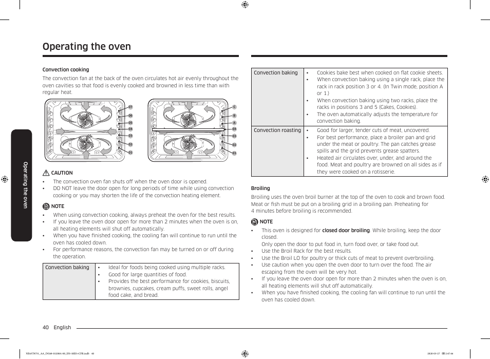 Operating the oven | Samsung 30 Inch Slide-in Electric Smart Range Owner Manual User Manual | Page 40 / 216