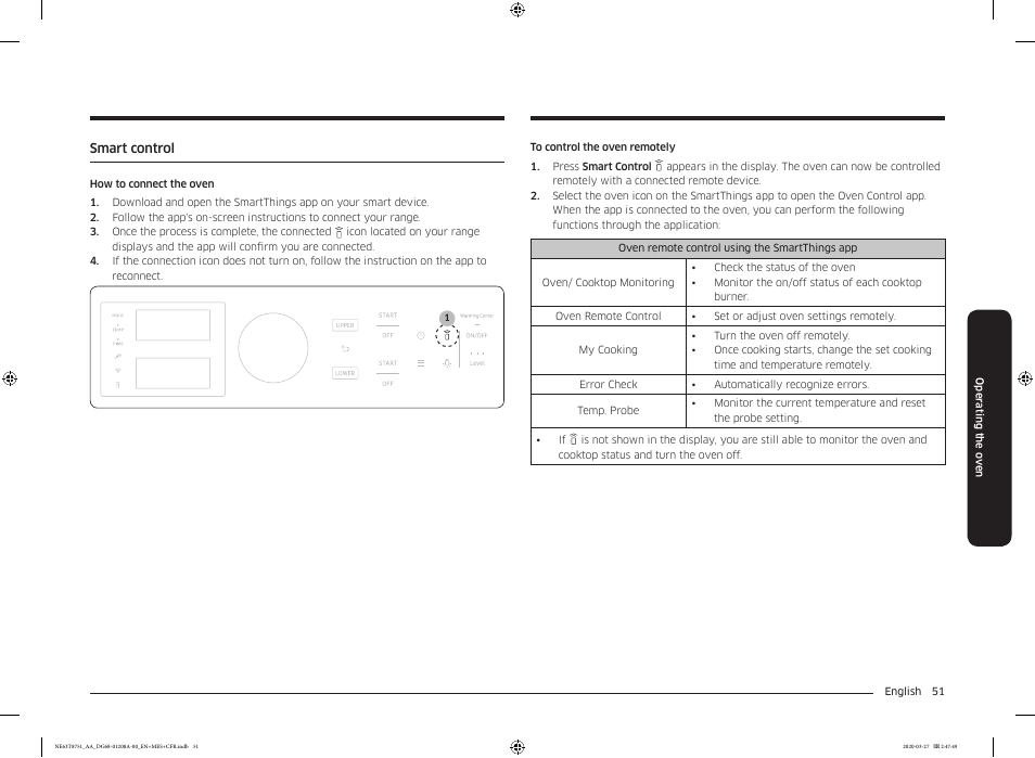 Smart control | Samsung 30 Inch Slide-in Electric Smart Range Owner Manual User Manual | Page 51 / 216