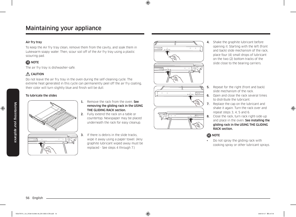 Maintaining your appliance | Samsung 30 Inch Slide-in Electric Smart Range Owner Manual User Manual | Page 56 / 216