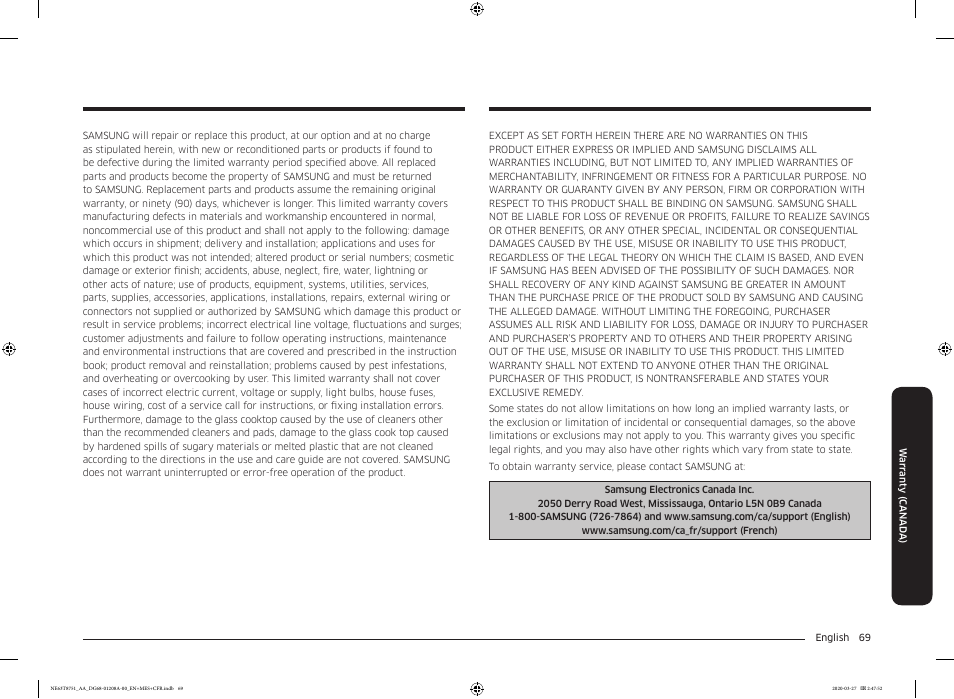 Samsung 30 Inch Slide-in Electric Smart Range Owner Manual User Manual | Page 69 / 216