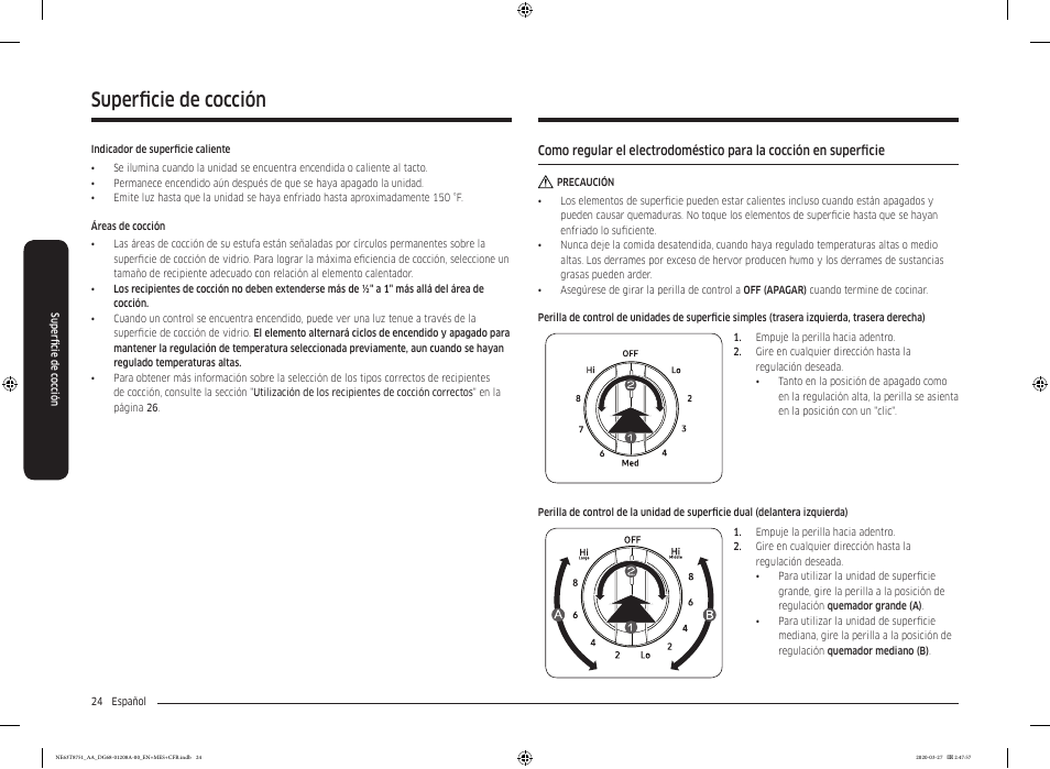 Superficie de cocción | Samsung 30 Inch Slide-in Electric Smart Range Owner Manual User Manual | Page 96 / 216