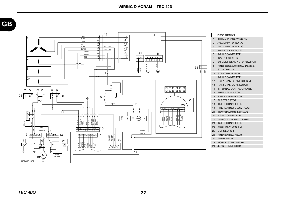 Tec 40d, Wiring diagram - tec 40d | Dometic TEC 40D User Manual | Page 24 / 28