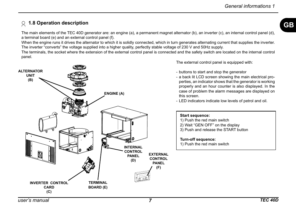 User’s manual 7, General informations 1 1.8 operation description | Dometic TEC 40D User Manual | Page 9 / 28