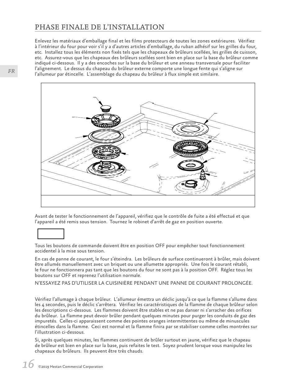 Phase finale de l’installation, 16 phase finale de l’installation, Avis | Hestan 30 Inch Freestanding Professional Gas Range Installation Manual User Manual | Page 36 / 40