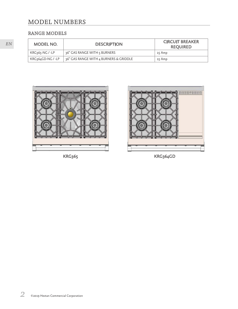 Model numbers | Hestan 30 Inch Freestanding Professional Gas Range Installation Manual User Manual | Page 4 / 40