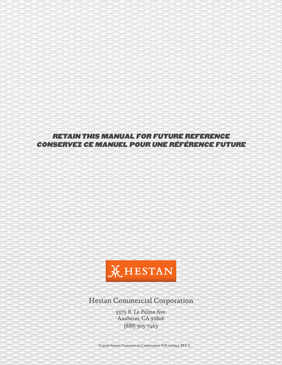 Hestan commercial corporation | Hestan 30 Inch Freestanding Professional Gas Range Installation Manual User Manual | Page 40 / 40