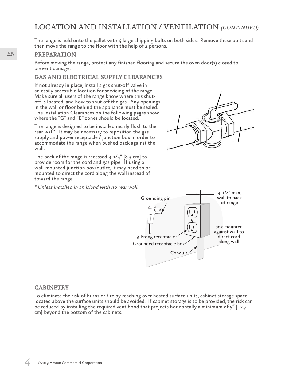 Location and installation / ventilation | Hestan 30 Inch Freestanding Professional Gas Range Installation Manual User Manual | Page 6 / 40