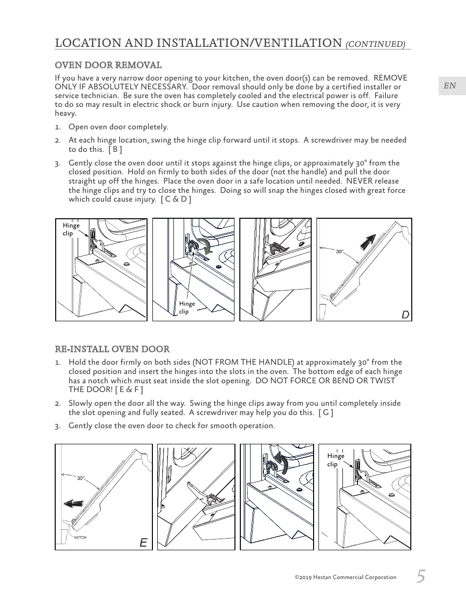 Hlocation and installation/ventilation | Hestan 30 Inch Freestanding Professional Gas Range Installation Manual User Manual | Page 7 / 40