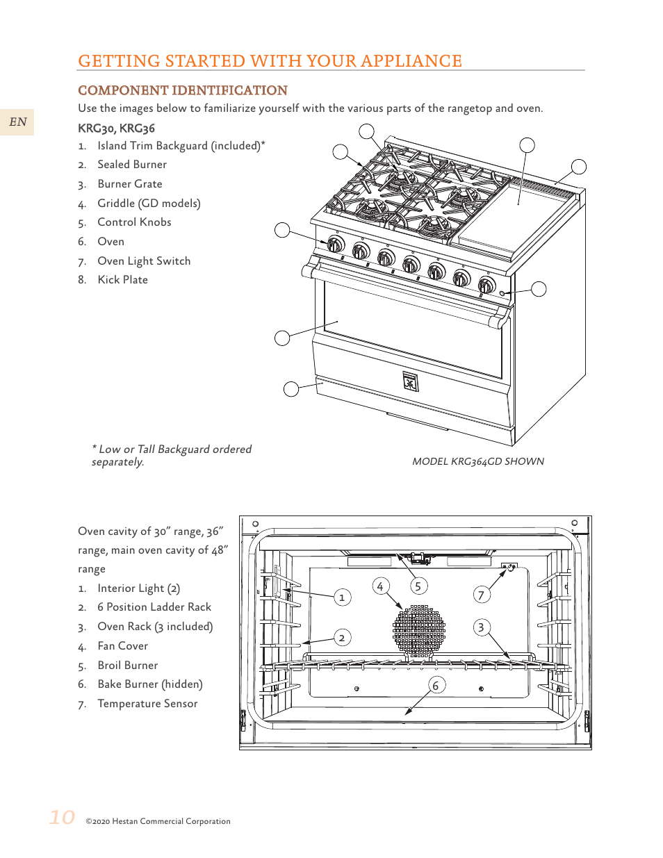 Getting started with your appliance, 10 getting started with your appliance | Hestan 30 Inch Freestanding Professional Gas Range Use and Care Manual User Manual | Page 12 / 80