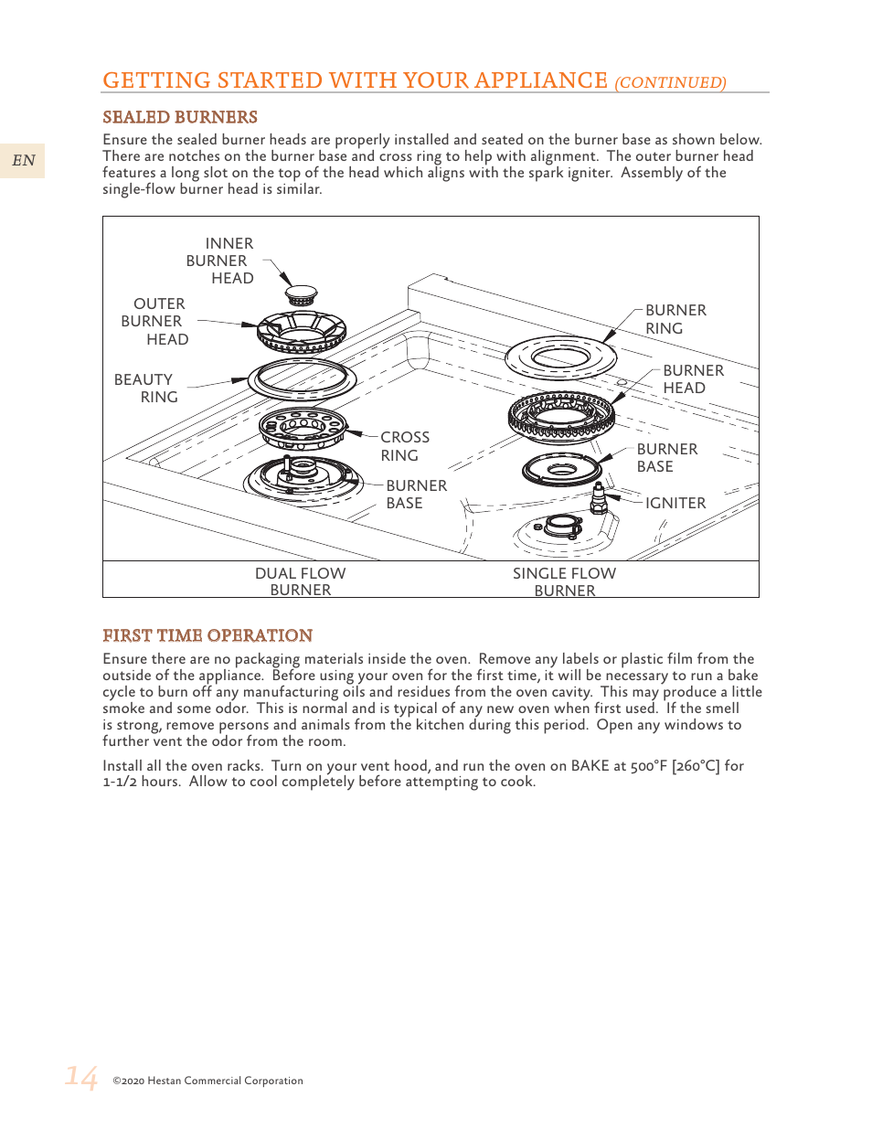 Getting started with your appliance | Hestan 30 Inch Freestanding Professional Gas Range Use and Care Manual User Manual | Page 16 / 80