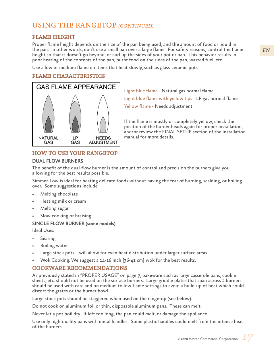 Using the rangetop | Hestan 30 Inch Freestanding Professional Gas Range Use and Care Manual User Manual | Page 19 / 80