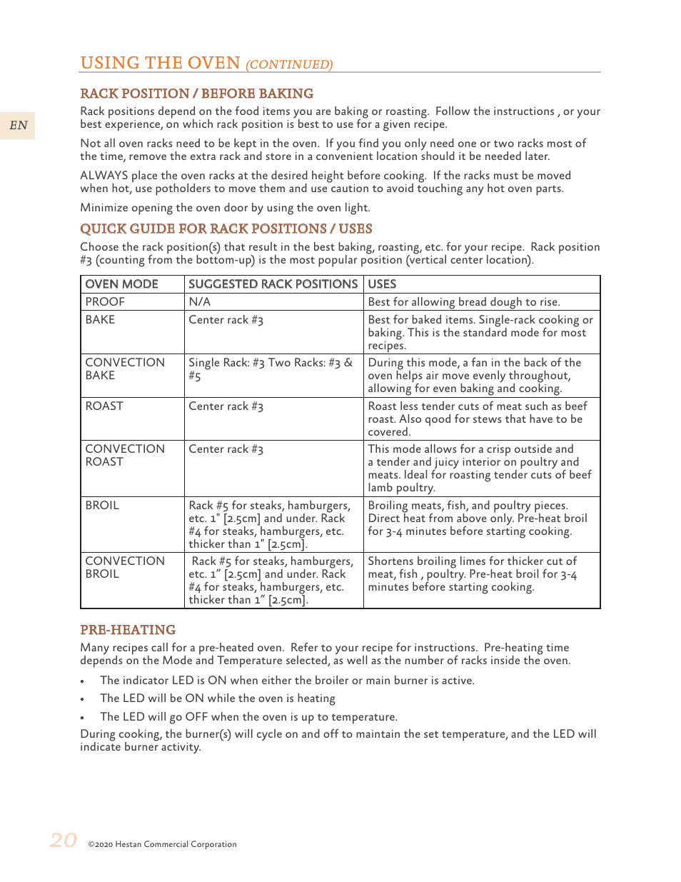 Using the oven | Hestan 30 Inch Freestanding Professional Gas Range Use and Care Manual User Manual | Page 22 / 80