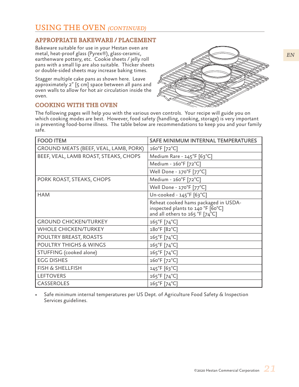 Using the oven | Hestan 30 Inch Freestanding Professional Gas Range Use and Care Manual User Manual | Page 23 / 80