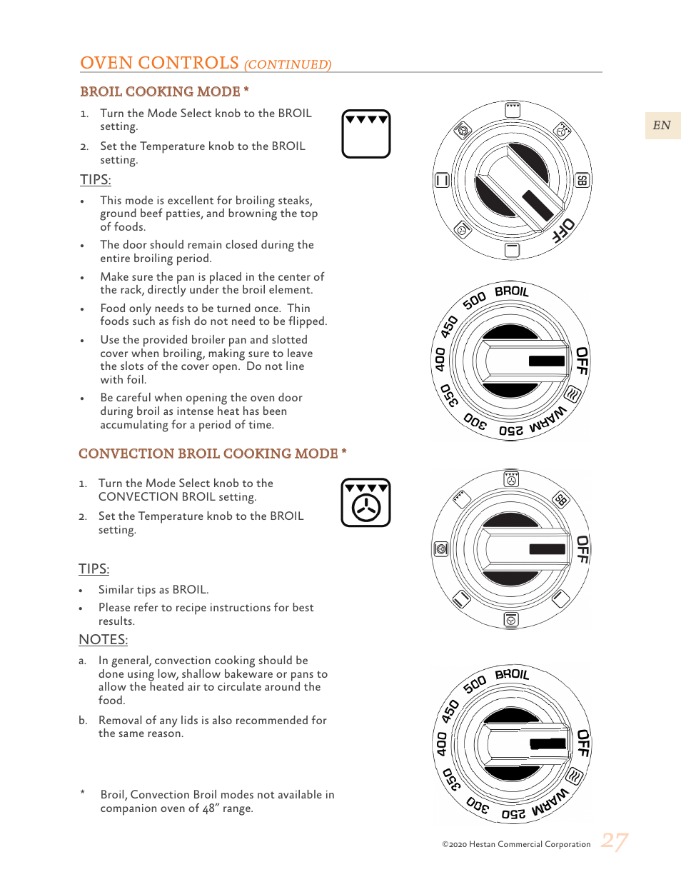 Oven controls | Hestan 30 Inch Freestanding Professional Gas Range Use and Care Manual User Manual | Page 29 / 80