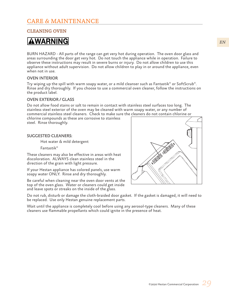Care & maintenance, 29 care & maintenance | Hestan 30 Inch Freestanding Professional Gas Range Use and Care Manual User Manual | Page 31 / 80