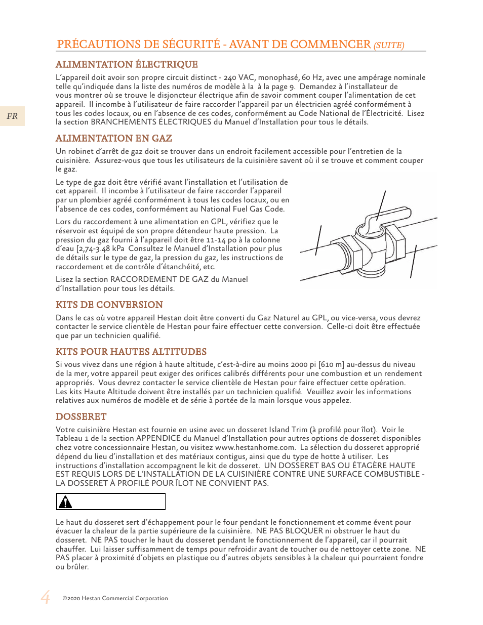 Précaution, Précautions de sécurité - avant de commencer | Hestan 30 Inch Freestanding Professional Gas Range Use and Care Manual User Manual | Page 44 / 80