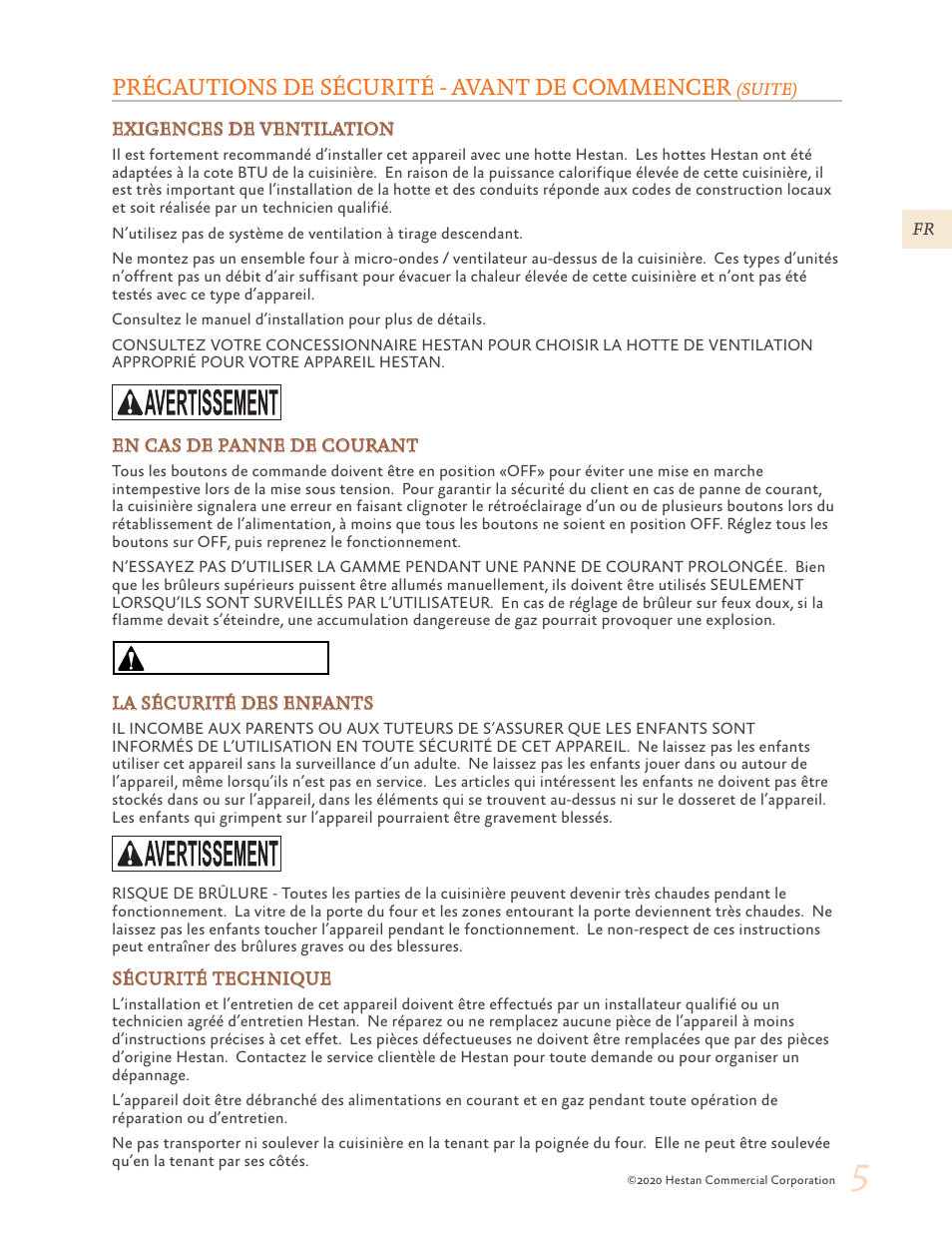 Précaution, Précautions de sécurité - avant de commencer | Hestan 30 Inch Freestanding Professional Gas Range Use and Care Manual User Manual | Page 45 / 80
