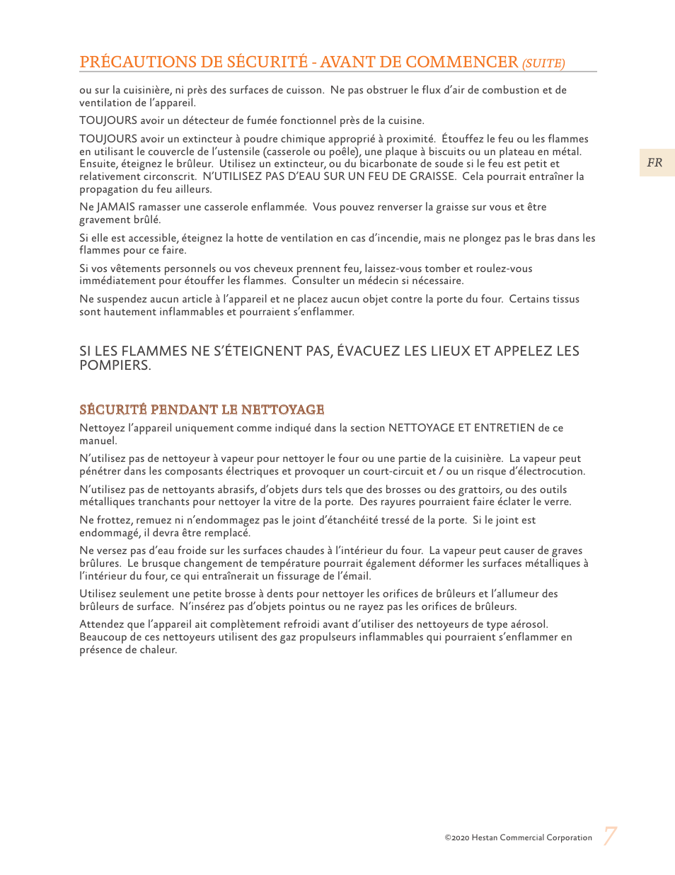 Précautions de sécurité - avant de commencer | Hestan 30 Inch Freestanding Professional Gas Range Use and Care Manual User Manual | Page 47 / 80
