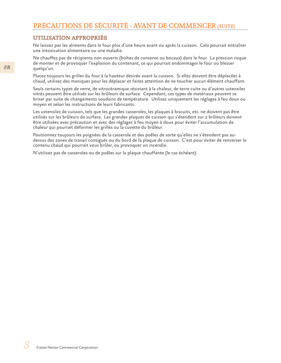 Précautions de sécurité - avant de commencer | Hestan 30 Inch Freestanding Professional Gas Range Use and Care Manual User Manual | Page 48 / 80