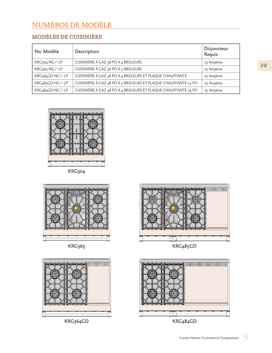 Numéros de modèle | Hestan 30 Inch Freestanding Professional Gas Range Use and Care Manual User Manual | Page 49 / 80