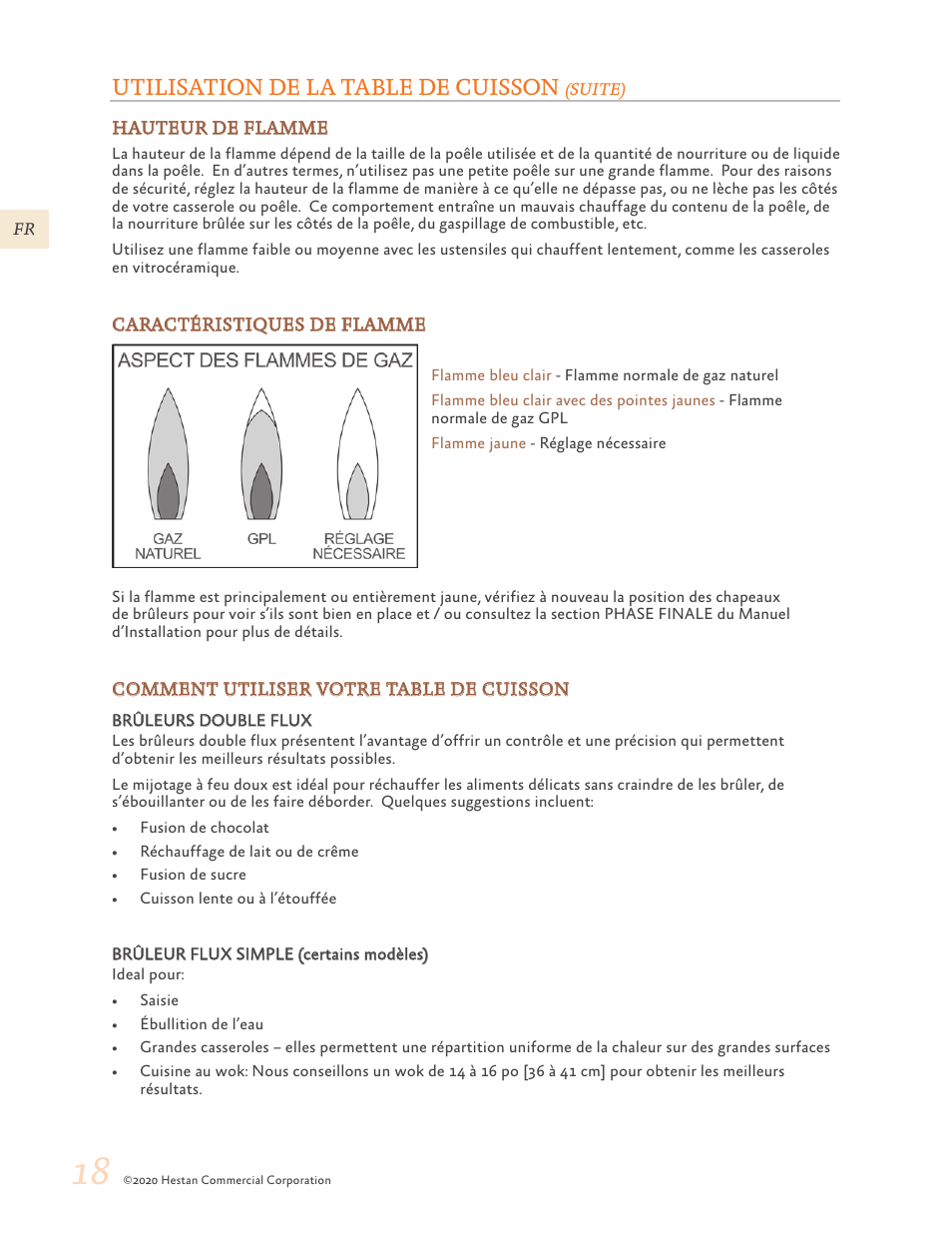 Utilisation de la table de cuisson | Hestan 30 Inch Freestanding Professional Gas Range Use and Care Manual User Manual | Page 58 / 80