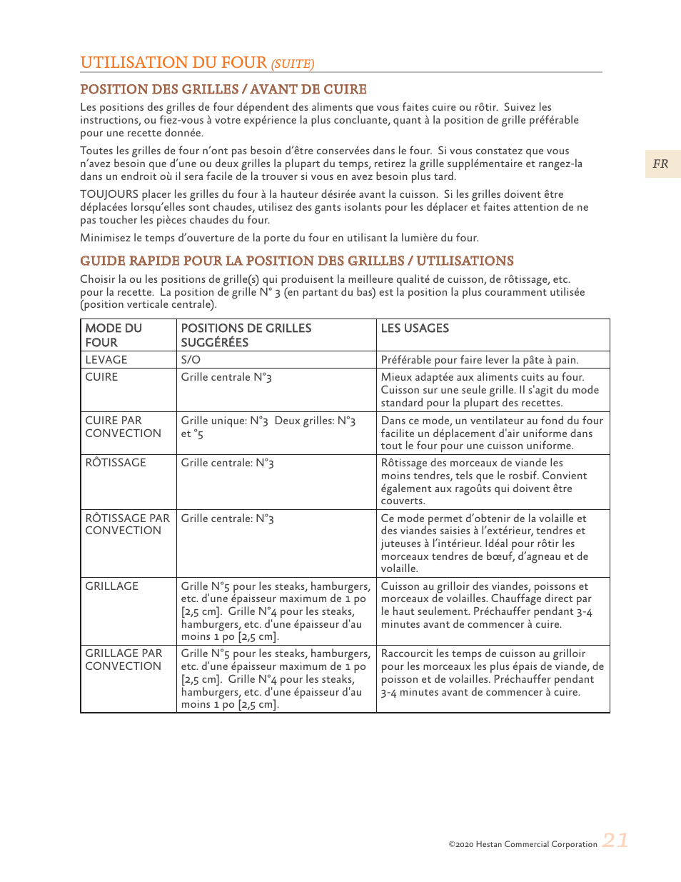 Utilisation du four | Hestan 30 Inch Freestanding Professional Gas Range Use and Care Manual User Manual | Page 61 / 80