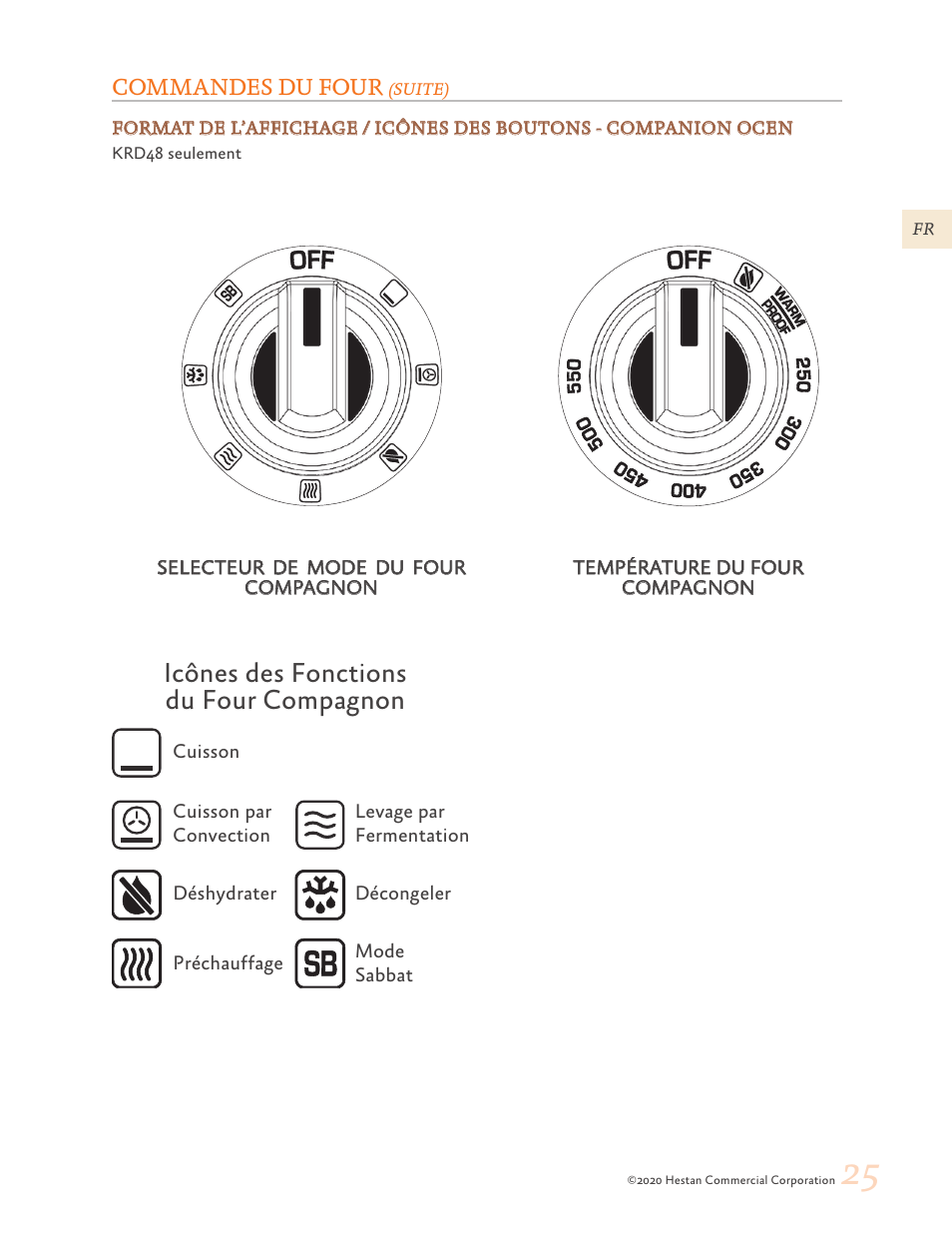 Icônes des fonctions du four compagnon | Hestan 30 Inch Freestanding Professional Gas Range Use and Care Manual User Manual | Page 65 / 80