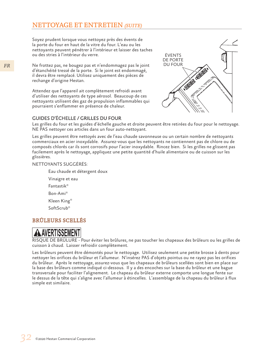 Nettoyage et entretien | Hestan 30 Inch Freestanding Professional Gas Range Use and Care Manual User Manual | Page 72 / 80