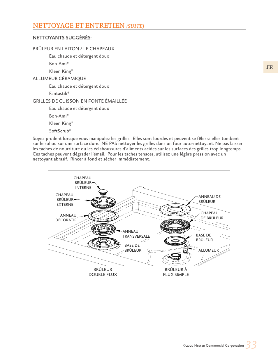 Nettoyage et entretien | Hestan 30 Inch Freestanding Professional Gas Range Use and Care Manual User Manual | Page 73 / 80