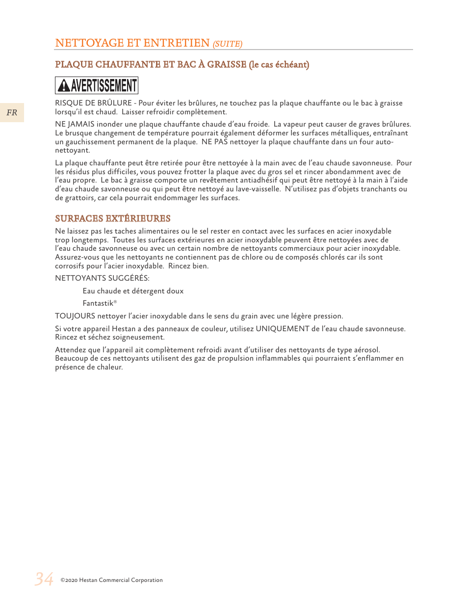 Nettoyage et entretien | Hestan 30 Inch Freestanding Professional Gas Range Use and Care Manual User Manual | Page 74 / 80
