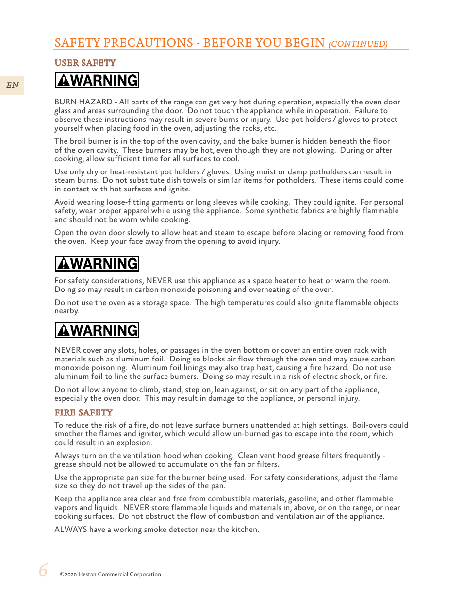 Safety precautions - before you begin | Hestan 30 Inch Freestanding Professional Gas Range Use and Care Manual User Manual | Page 8 / 80