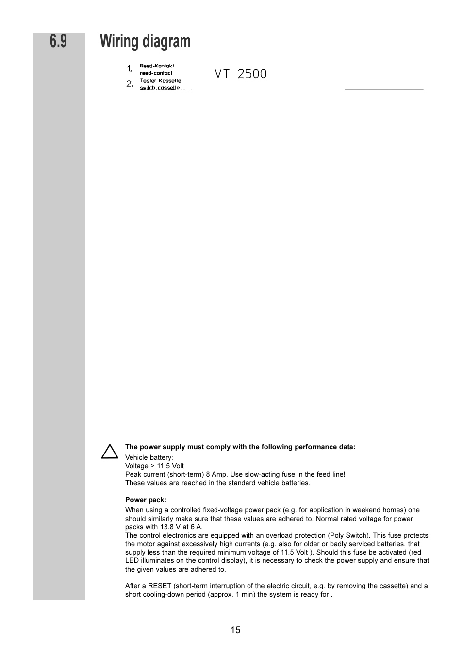 Wiring diagram 6.9 | Dometic VT 2500 User Manual | Page 15 / 16