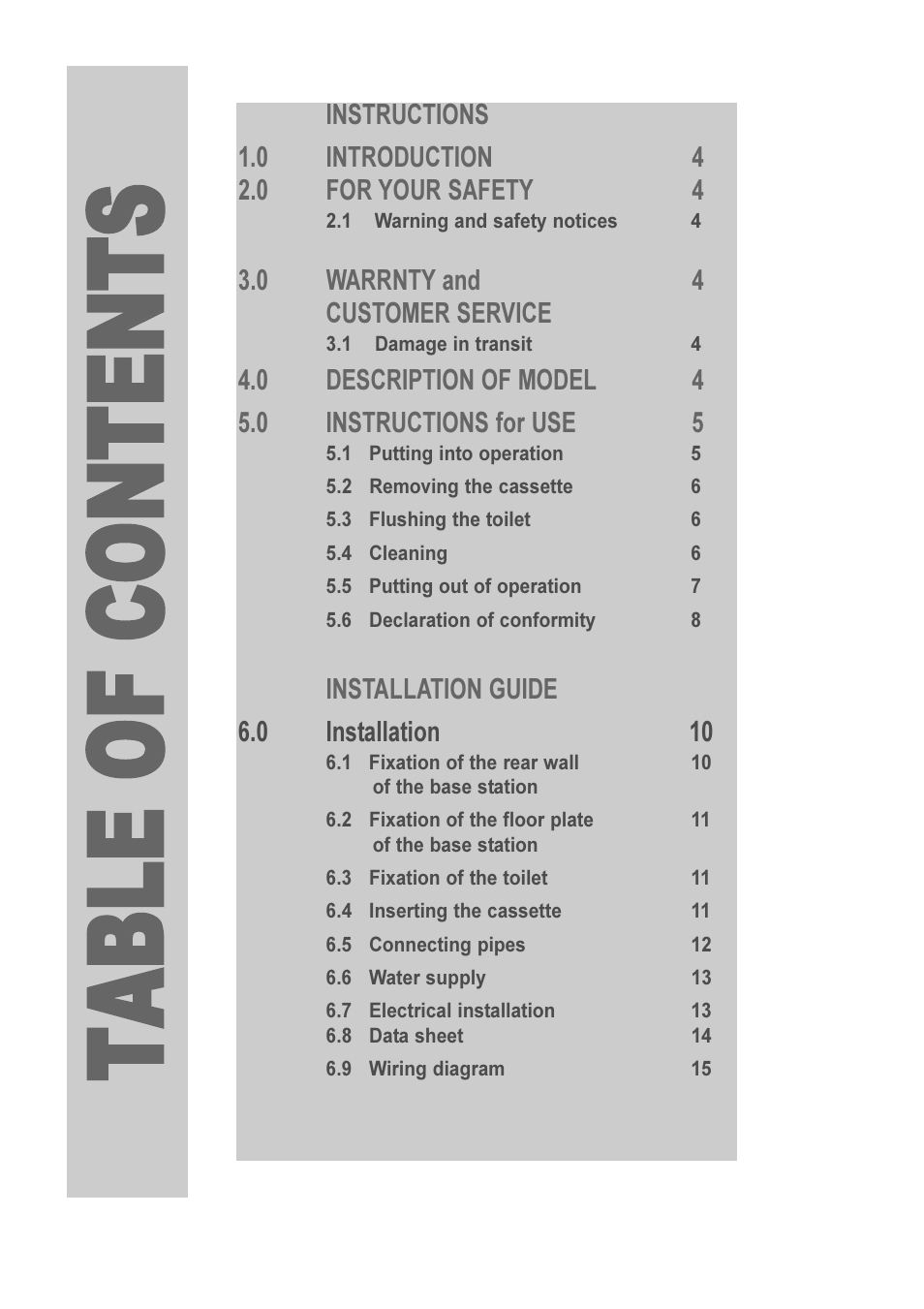 Ttaa bbll ee ooff cc oonn ttee nntt ss | Dometic VT 2500 User Manual | Page 3 / 16