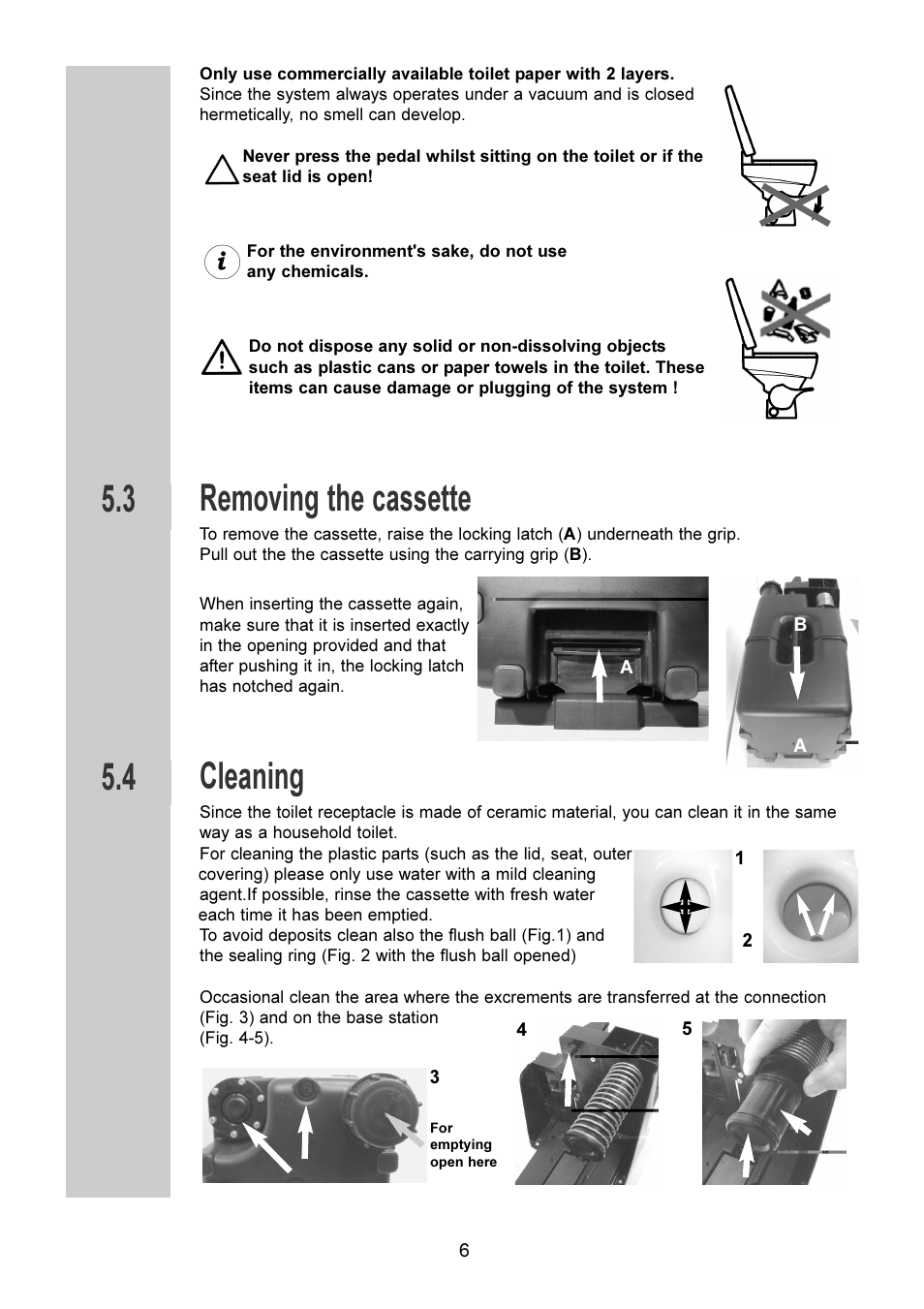 Removing the cassette, Cleaning | Dometic VT 2500 User Manual | Page 6 / 16
