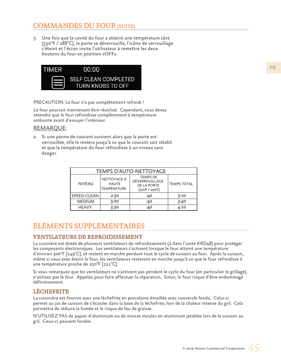 Éléments supplémentaires, 45 éléments supplémentaires, Commandes du four | Remarque | Hestan 48 Inch Freestanding Dual Fuel Range Use and Care Manual User Manual | Page 101 / 112