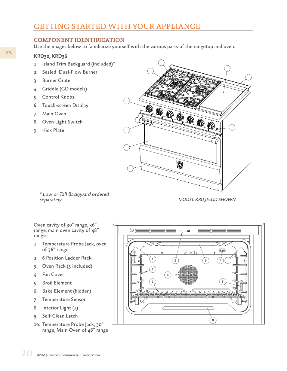 Getting started with your appliance, 10 getting started with your appliance | Hestan 48 Inch Freestanding Dual Fuel Range Use and Care Manual User Manual | Page 12 / 112