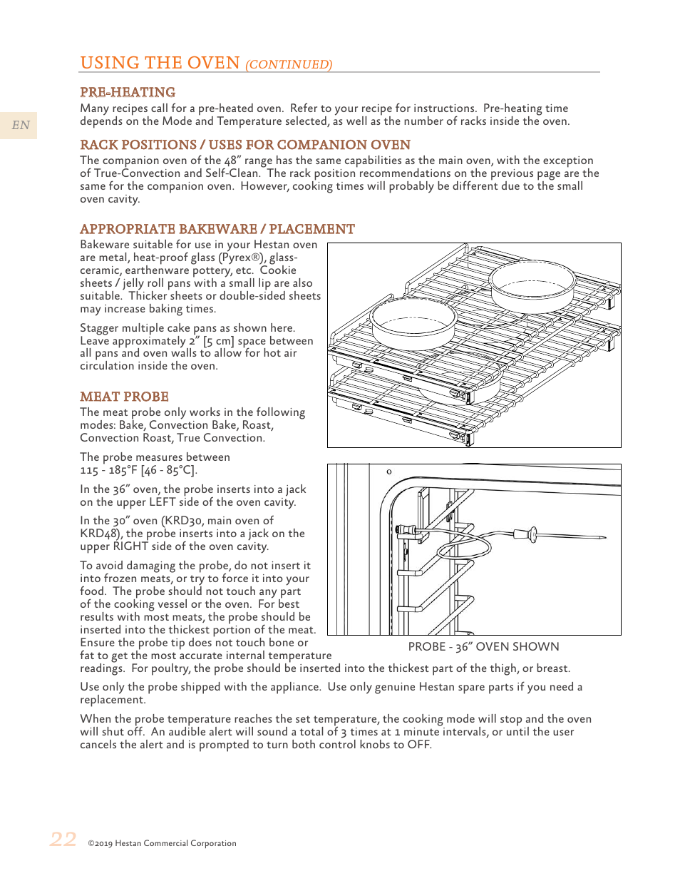 Using the oven | Hestan 48 Inch Freestanding Dual Fuel Range Use and Care Manual User Manual | Page 24 / 112