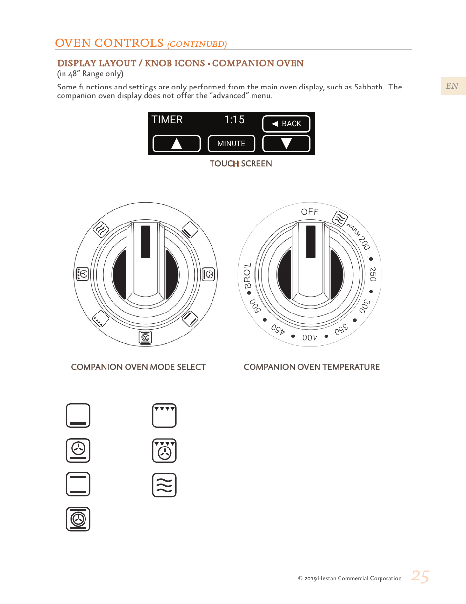 Oven controls | Hestan 48 Inch Freestanding Dual Fuel Range Use and Care Manual User Manual | Page 27 / 112