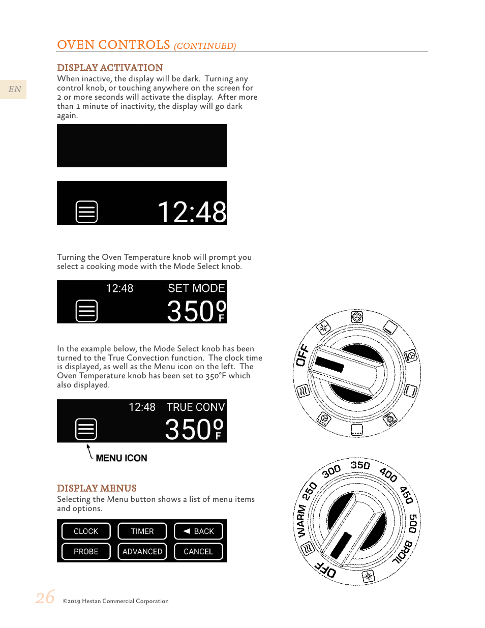 Oven controls | Hestan 48 Inch Freestanding Dual Fuel Range Use and Care Manual User Manual | Page 28 / 112