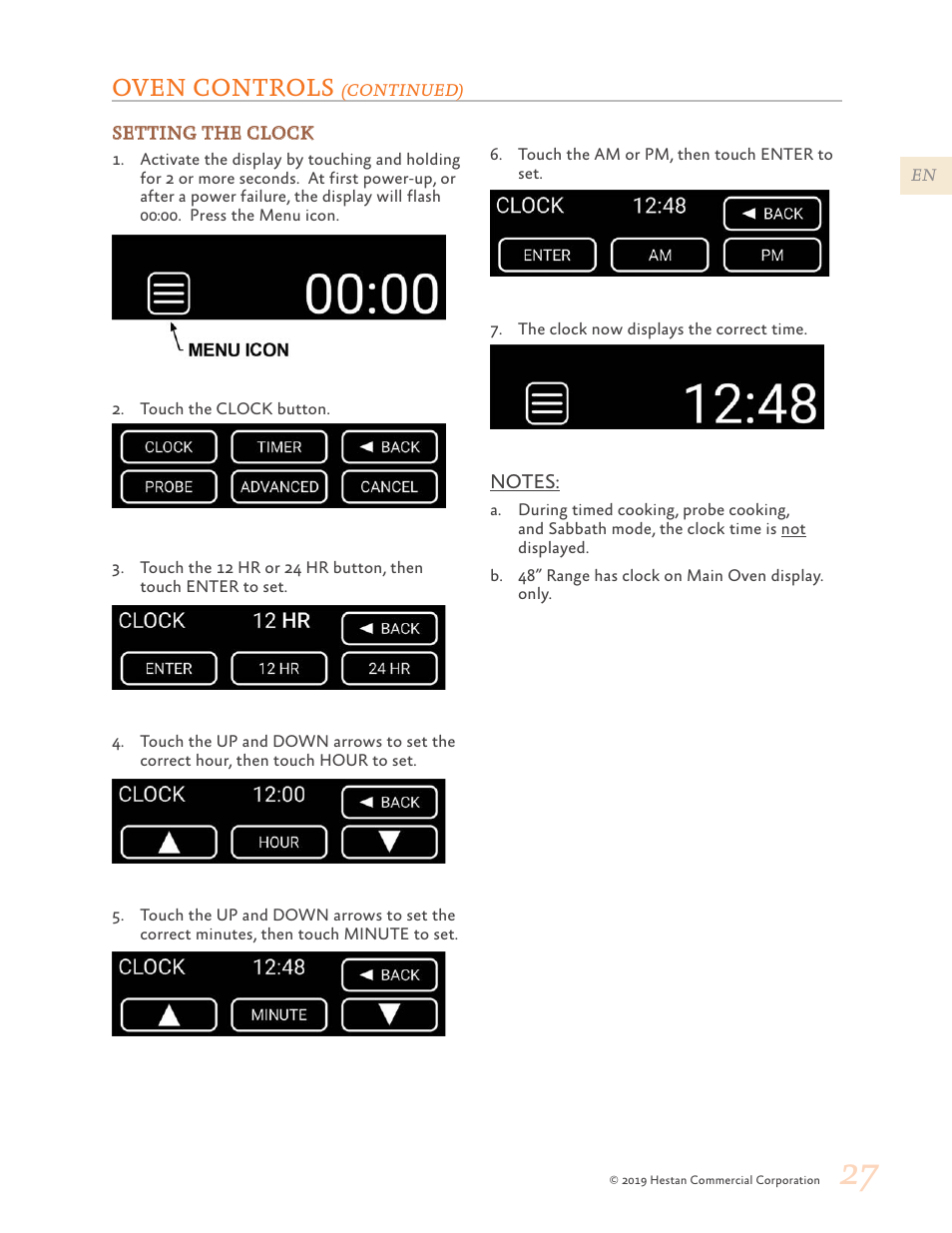 Oven controls | Hestan 48 Inch Freestanding Dual Fuel Range Use and Care Manual User Manual | Page 29 / 112