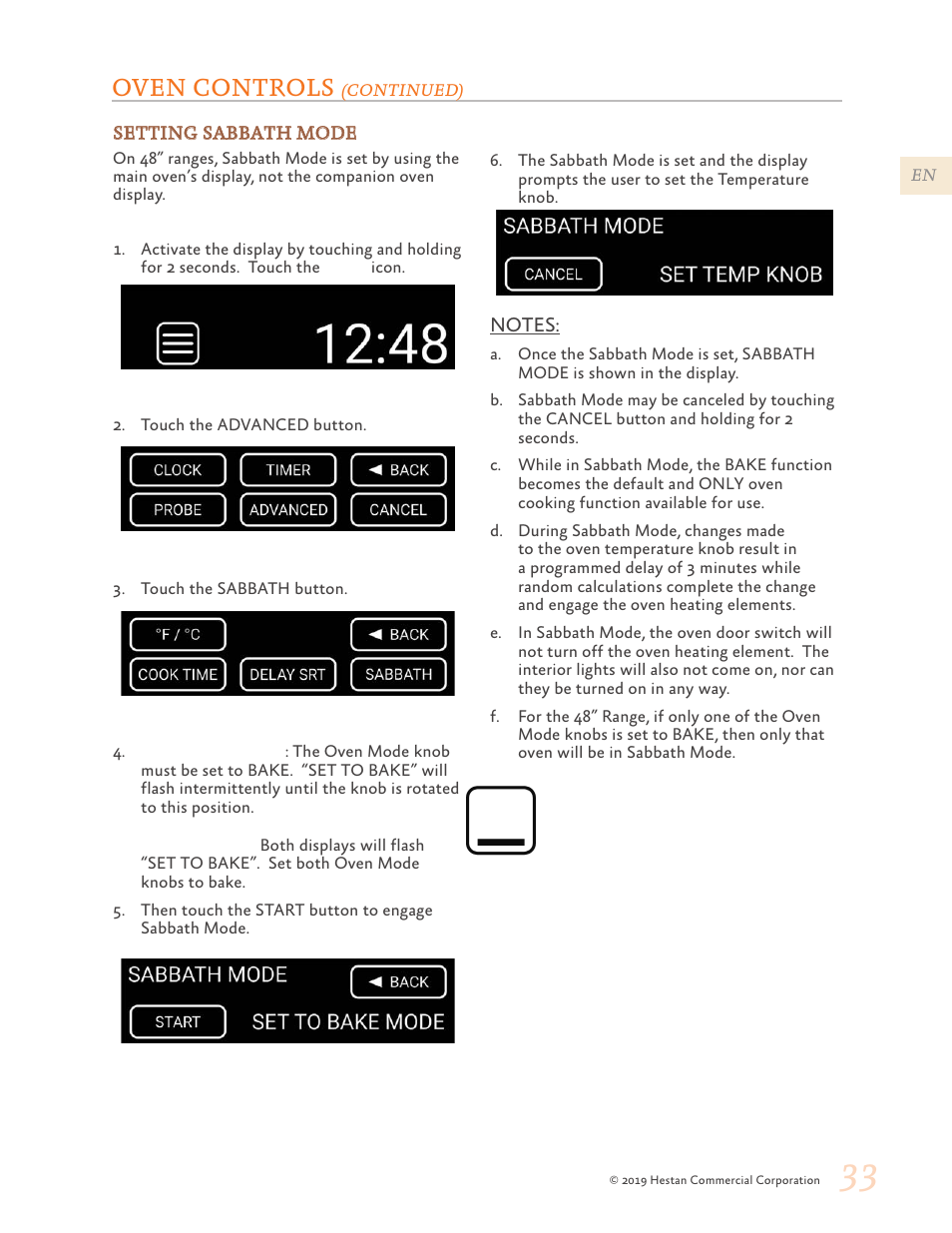 Oven controls | Hestan 48 Inch Freestanding Dual Fuel Range Use and Care Manual User Manual | Page 35 / 112