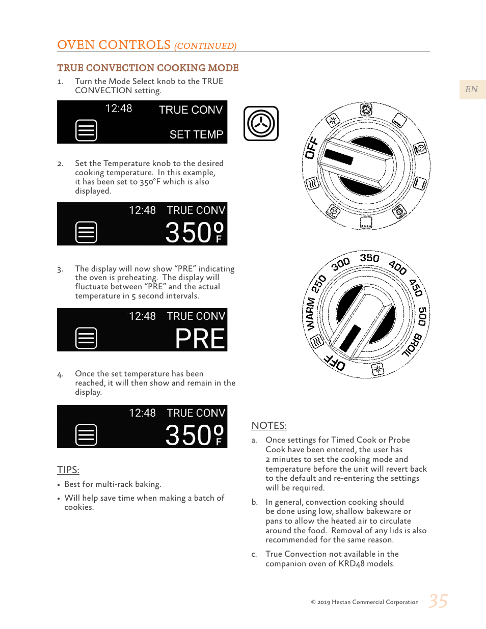 Oven controls | Hestan 48 Inch Freestanding Dual Fuel Range Use and Care Manual User Manual | Page 37 / 112