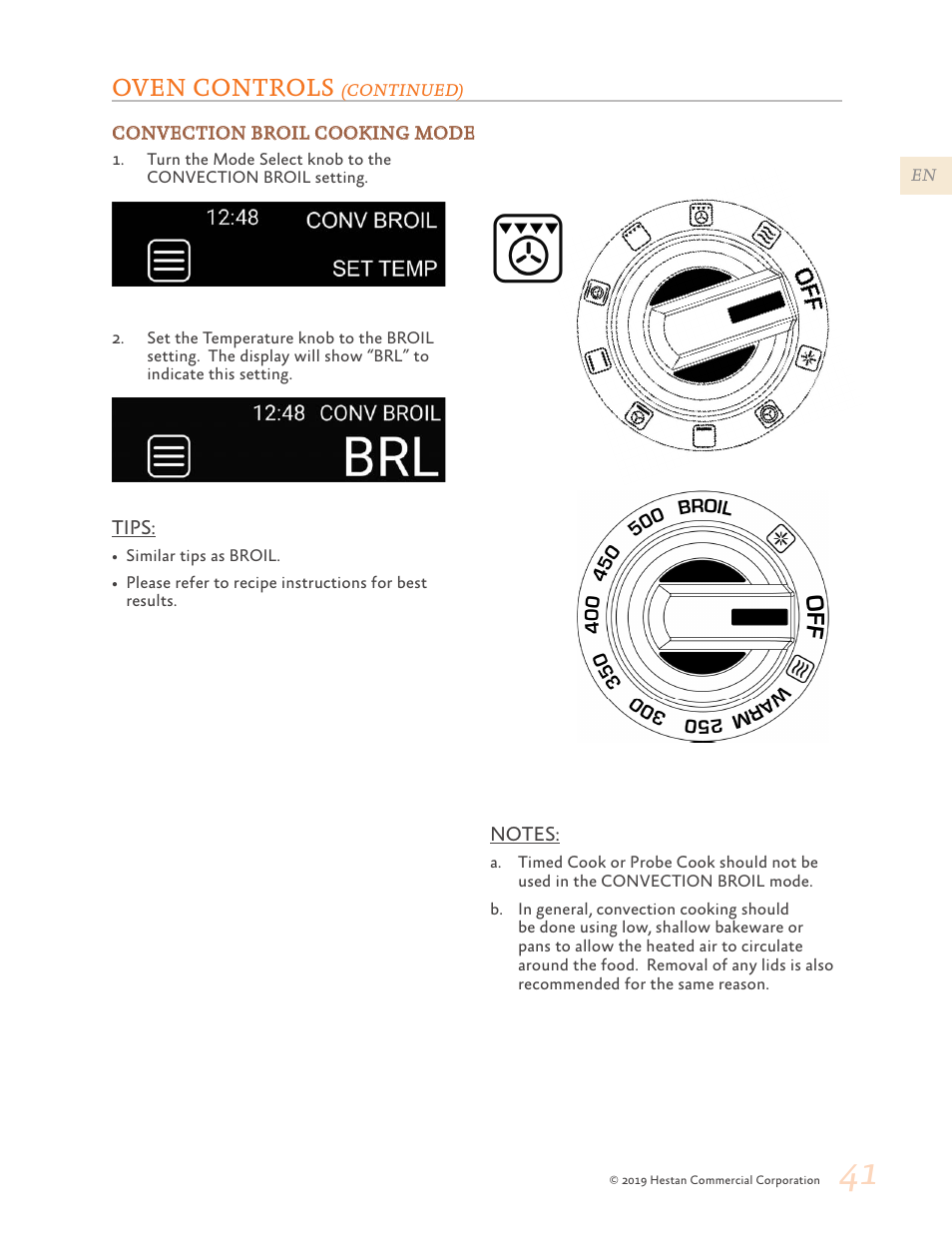 Oven controls | Hestan 48 Inch Freestanding Dual Fuel Range Use and Care Manual User Manual | Page 43 / 112