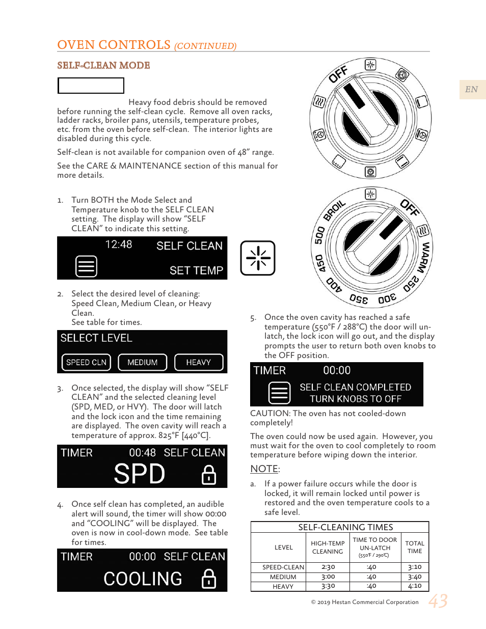 Notice, Oven controls | Hestan 48 Inch Freestanding Dual Fuel Range Use and Care Manual User Manual | Page 45 / 112