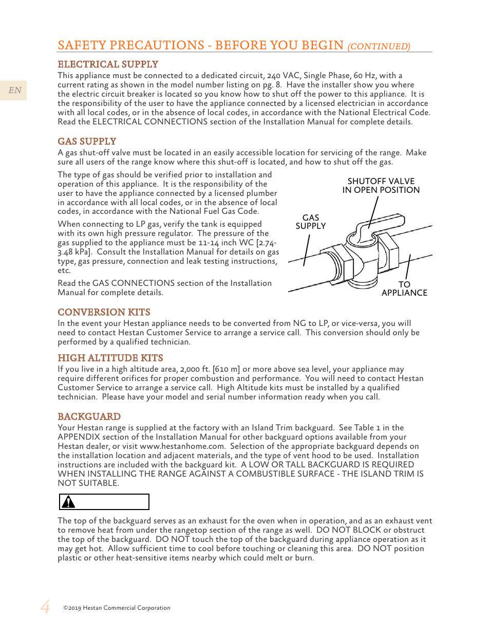 Caution, Safety precautions - before you begin | Hestan 48 Inch Freestanding Dual Fuel Range Use and Care Manual User Manual | Page 6 / 112