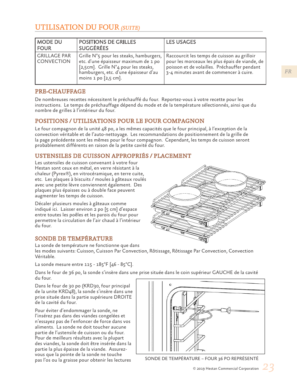 Utilisation du four | Hestan 48 Inch Freestanding Dual Fuel Range Use and Care Manual User Manual | Page 79 / 112