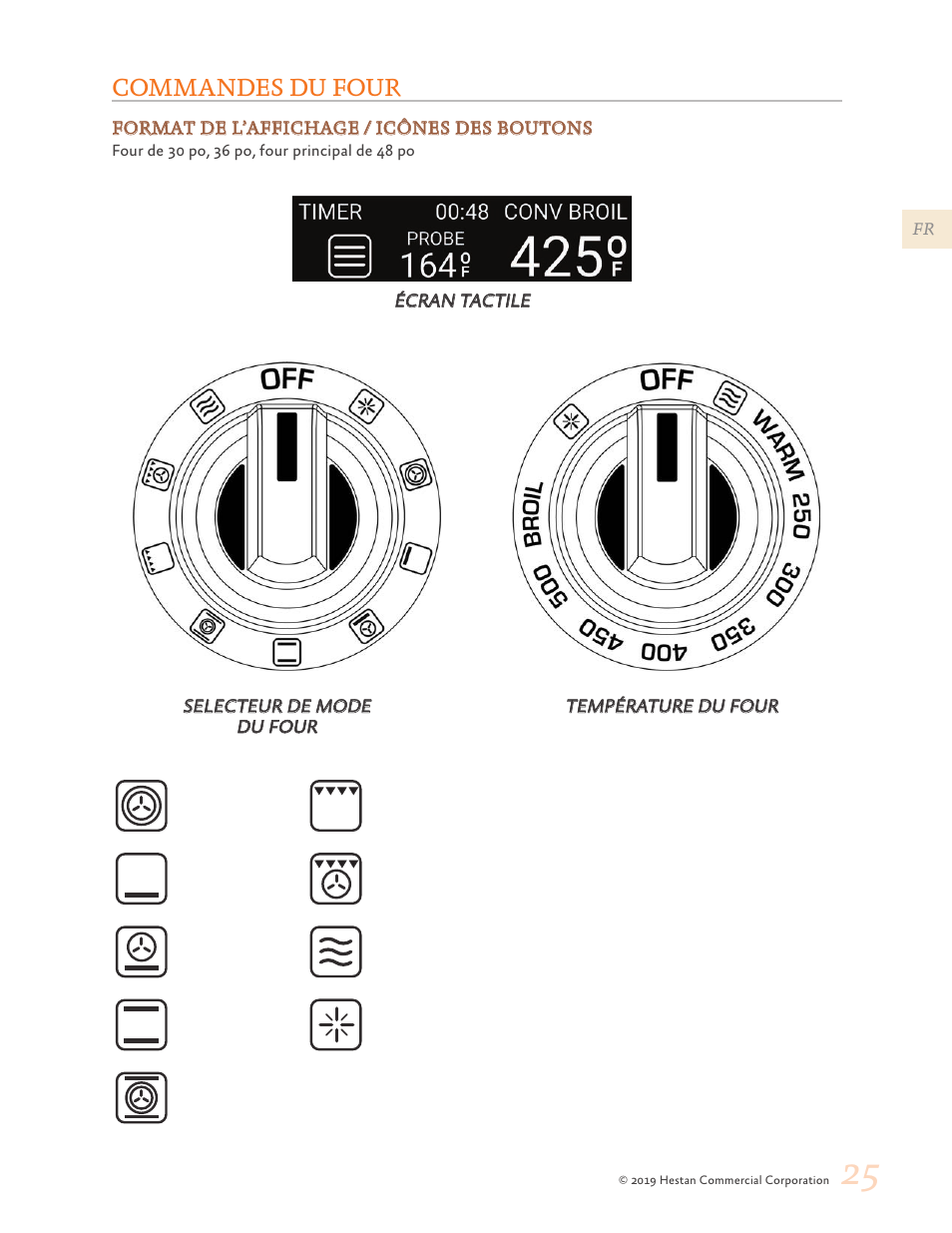 Commandes du four, 25 commandes du four | Hestan 48 Inch Freestanding Dual Fuel Range Use and Care Manual User Manual | Page 81 / 112