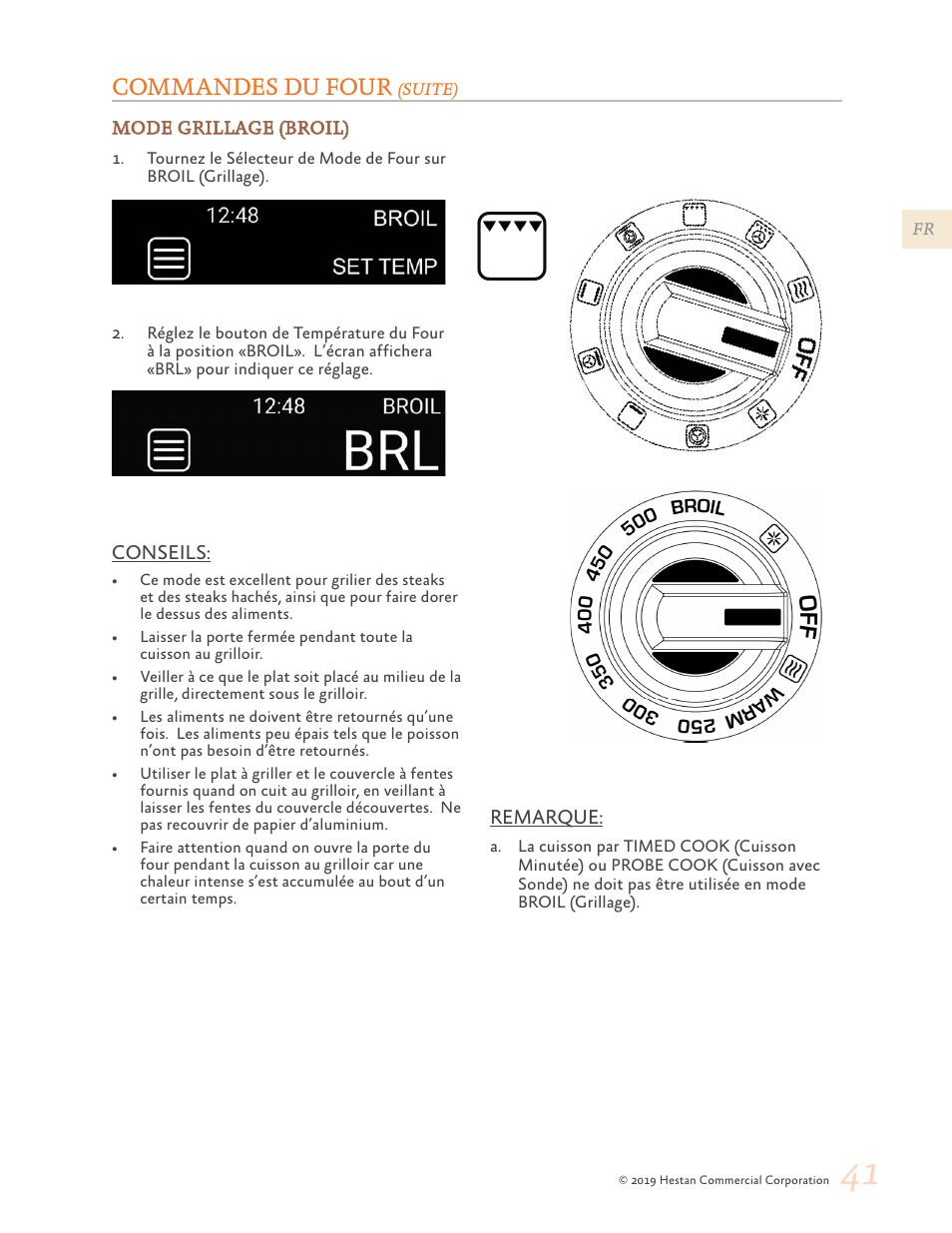 Commandes du four | Hestan 48 Inch Freestanding Dual Fuel Range Use and Care Manual User Manual | Page 97 / 112