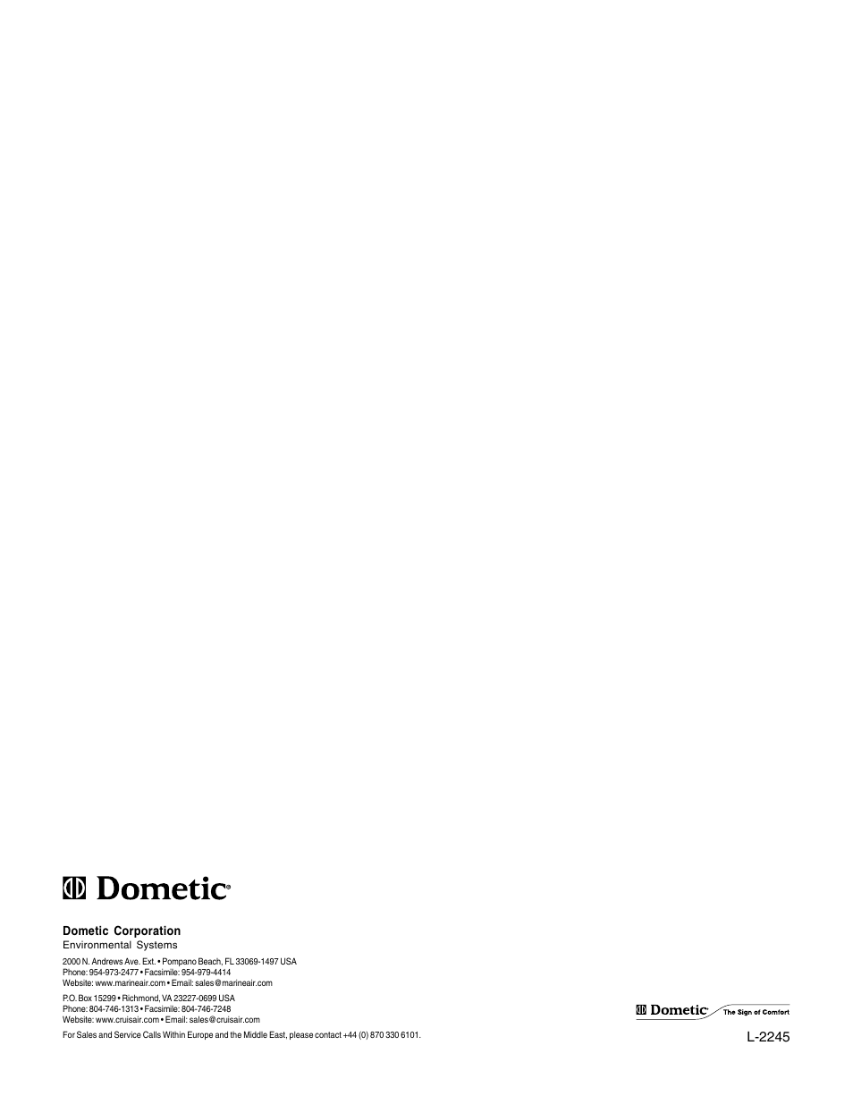 Dometic 7000 User Manual | Page 16 / 16